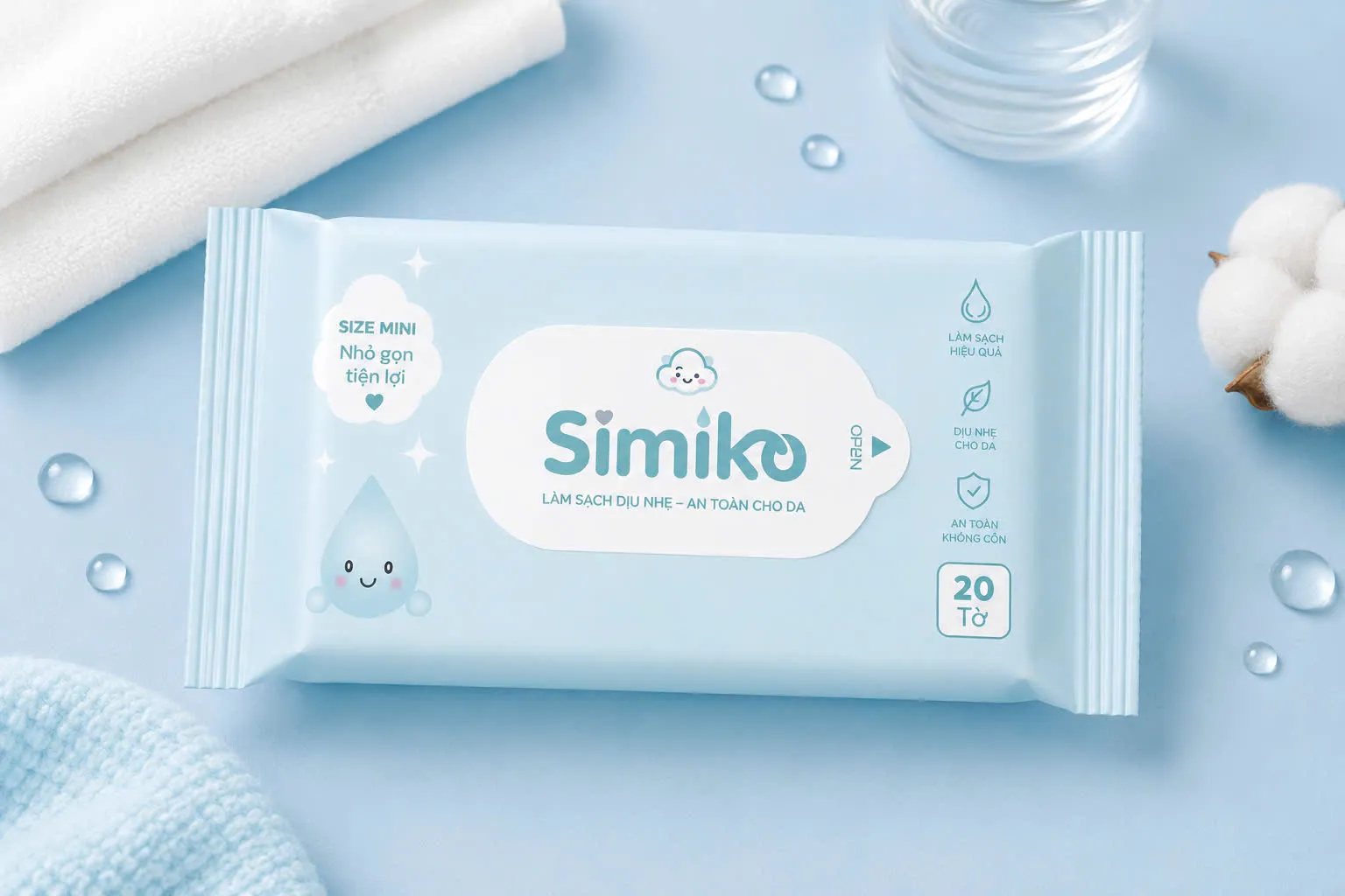 Khăn ướt SIMIKO gói 20 tờ - KUSI20