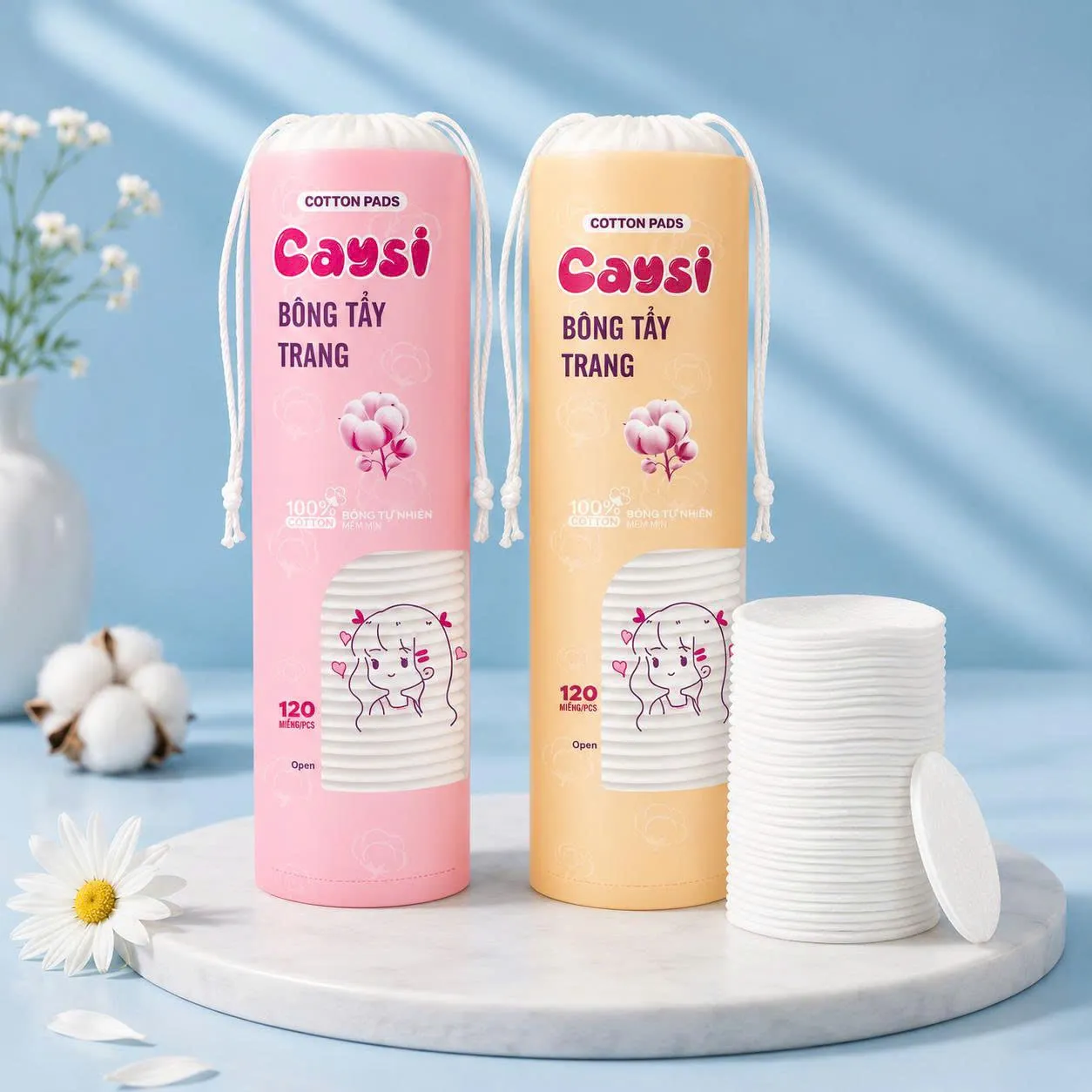 Bông tẩy trang Caysi 120 miếng tròn - CABTT120T