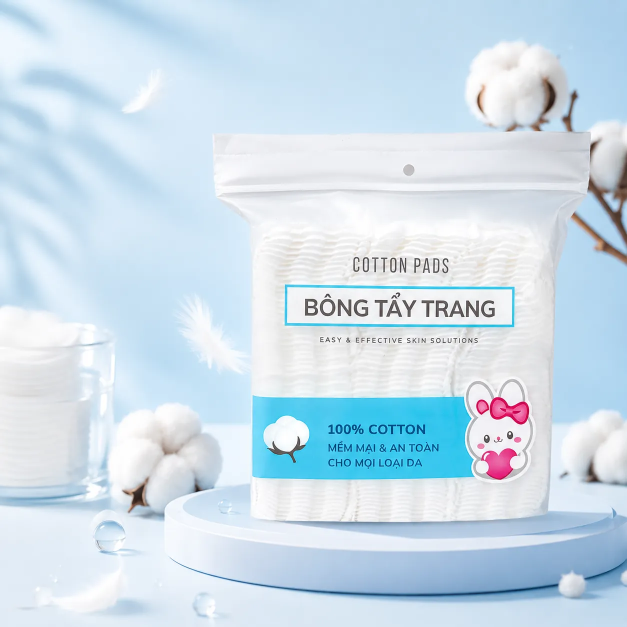 Bông tẩy trang Caysi 180 miếng vuông - CABTT180V